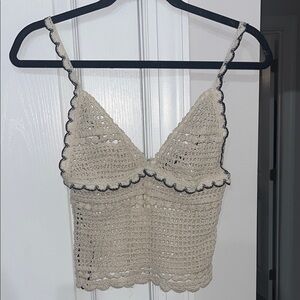 Forever 21 beige & black crochet cami top Size Small